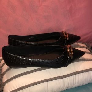 ASOS FLATS in Black croc